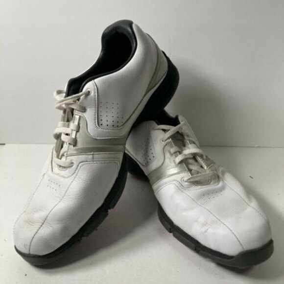 NIKE Lunarlon Golf Shoes White/Silver 551456-100 Men's Size 10.5 - Picture 1 of 7